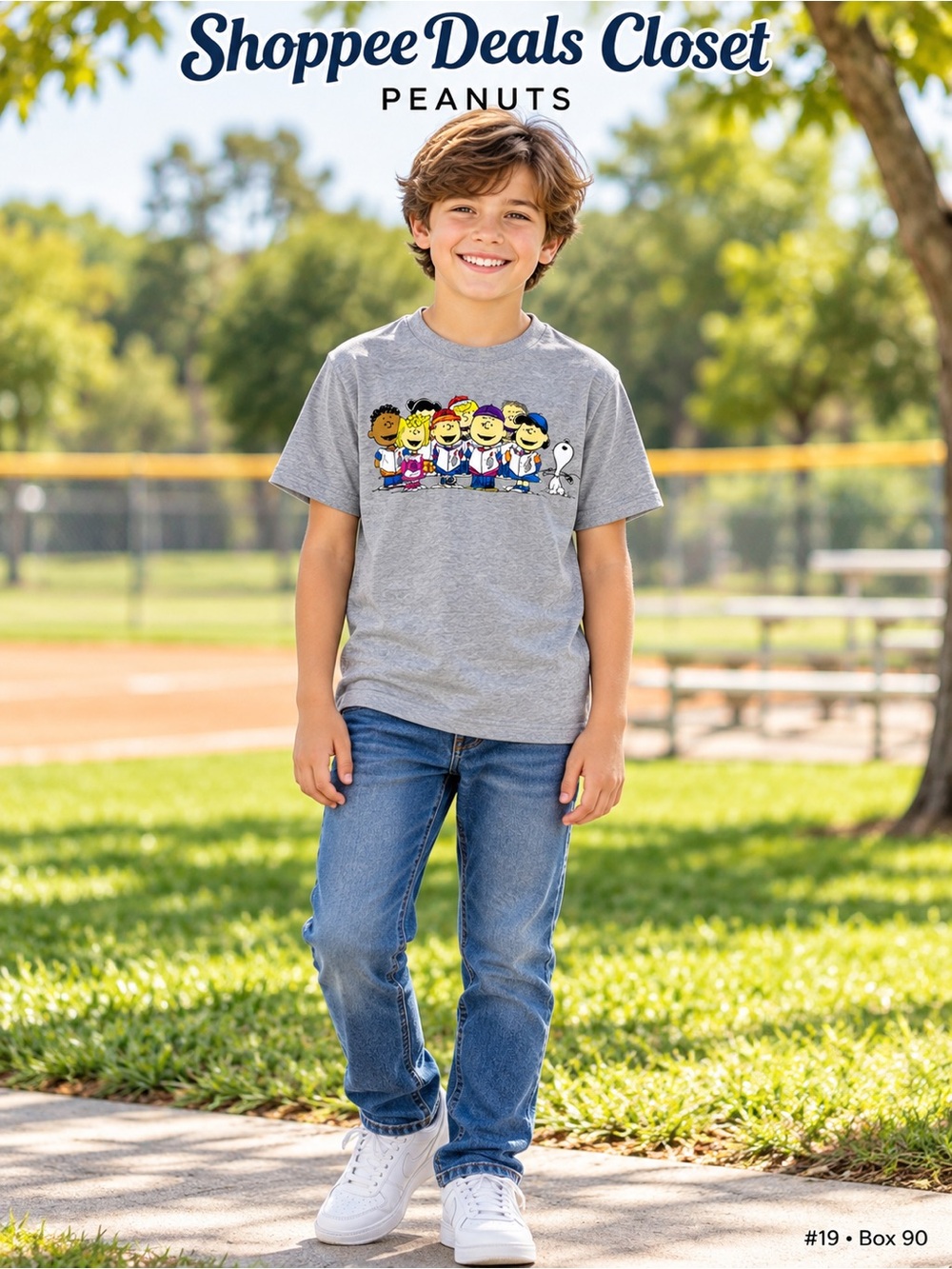 Peanuts Gang & Snoopy Heather Gray Graphic T-Shirt